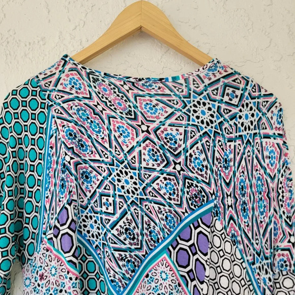 Westbound 3/4 Sleeve Tunic Blouse Asymmetrical Multicolor Womans PM - Picture 7 of 9